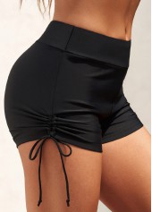 ROTITA Black Drawstring Side Mid Waisted Swimwear Shorts