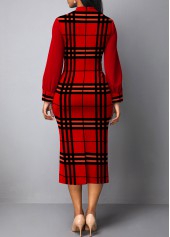 Red dresses,Plaid dresses,ROTITA Patchwork Plaid Red Two Piece Suit Dress