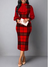 Red dresses,Plaid dresses,ROTITA Patchwork Plaid Red Two Piece Suit Dress