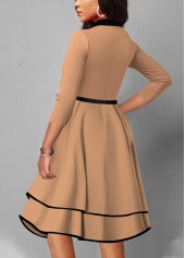 Light Coffee dresses,Plain Color dresses,ROTITA 3/4 Sleeve Light Coffee Zipper Dress