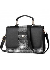Houndstooth Print Black Magnetic Shoulder Bag