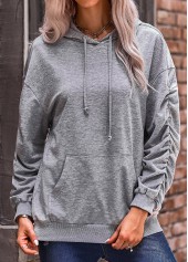 Pocket Dark Grey Long Sleeve Hoodie