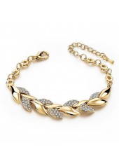 Gold jewelry,Other jewelry,Round Leaf Design Gold Alloy Bracelet