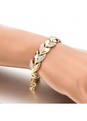 Round Leaf Design Gold Alloy Bracelet