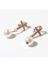 Silvery White jewelry,Other jewelry,Pearl Round Silvery White Metal Earrings