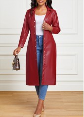 Red dresses,Plain Color dresses,ROTITA Red Belted Bodycon Turn Down Collar Dress