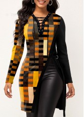 Rotita geteiltes gelbes T-Shirt mit geometrischem Aufdruck