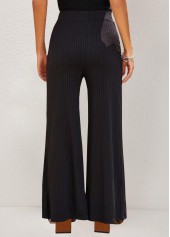 Black bottoms,Plain Color bottoms,Black Straight Leg Elastic High Waisted Pants
