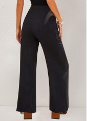 Black bottoms,Plain Color bottoms,Black Straight Leg Elastic High Waisted Pants