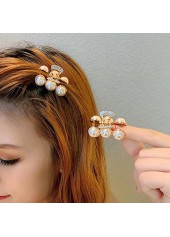 Round Gold Rhinestone Design Pearl Barrette