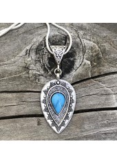 Silver Teardrop Design Metal Detail Necklace