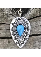 Silver jewelry,Other jewelry,Silver Teardrop Design Metal Detail Necklace