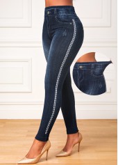 Black High Waisted Elastic Waist Ankle Length Leggings