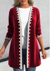 ROTITA Velvet Wine Red Long Sleeve Coat