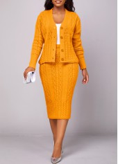 ROTITA Button Long Sleeve Ginger Top and Skirt