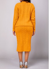 Ginger dresses,Plain Color dresses,ROTITA Button Long Sleeve Ginger Top and Skirt