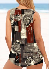 ROTITA Haut de tankini à imprimé floral multicolore avec anneau en métal-Pas de fond