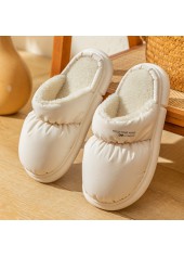White accessories,Plain Color accessories,White Plush Falt Round Toe Slippers
