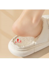 White accessories,Plain Color accessories,White Plush Falt Round Toe Slippers