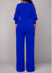 Royal Blue jumpsuits & rompers,Plain Color jumpsuits & rompers,ROTITA Sequin Royal Blue V Neck Jumpsuit