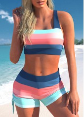 Criss Cross Multi Color Striped Bikini Set