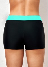 Cyan swimwear,Black swimwear,Contrast Color swimwear,ROTITA Mid Waisted Contrast Cyan Swim Shorts