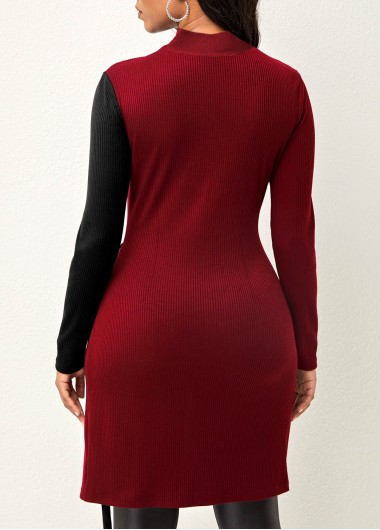 Deep Red tops,Contrast Color tops,ROTITA Deep Red Sweatshirt