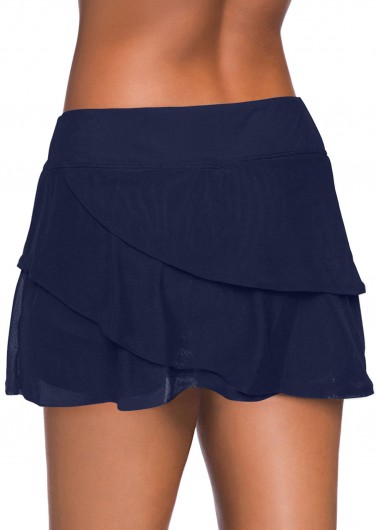 Navy plus size,Plain Color plus size,ROTITA Plus Size Navy Mid Waisted Swim Skirt