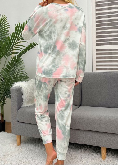 Multi Color intimates,Tie Dye intimates,Tie Dye Print Multi Color Long Sleeve Loungewear Set