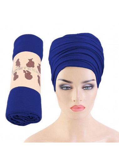 Dark Blue accessories,Plain Color accessories,Stretchy Dark Blue Polyester Fold Turban Hat