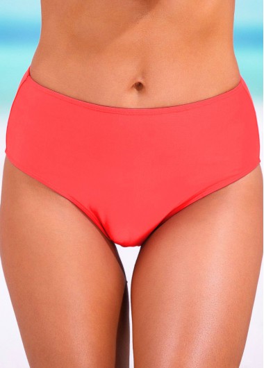 Rotita Coral Red High Waisted Bikini Bottom - XL