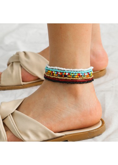 Multi Color jewelry,Other jewelry,Beads Detail Multi Color Layered Design Anklet Set