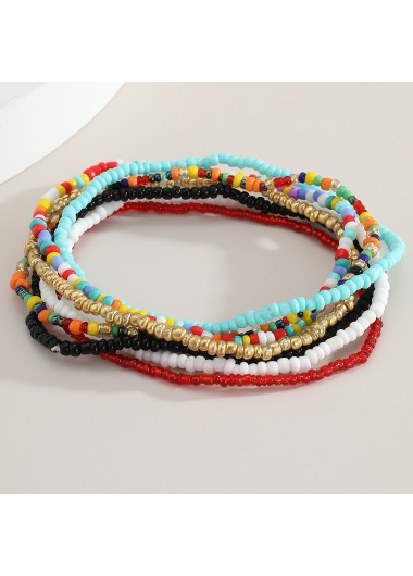 Multi Color jewelry,Other jewelry,Beads Detail Multi Color Layered Design Anklet Set