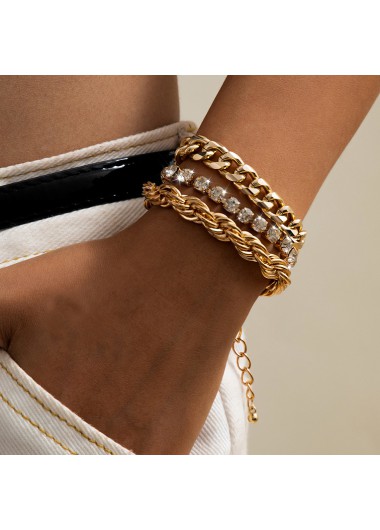 Golden jewelry,Other jewelry,Layered Chain Design Golden Bracelet Set