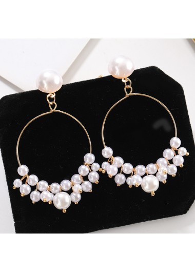 White jewelry,Other jewelry,1 Pair White Pearl Round Earrings
