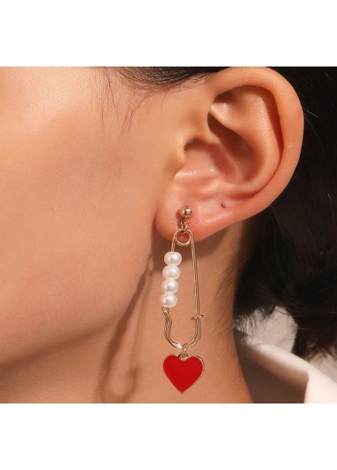 Gold jewelry,Other jewelry,Pearl Gold Heart Design Alloy Earrings
