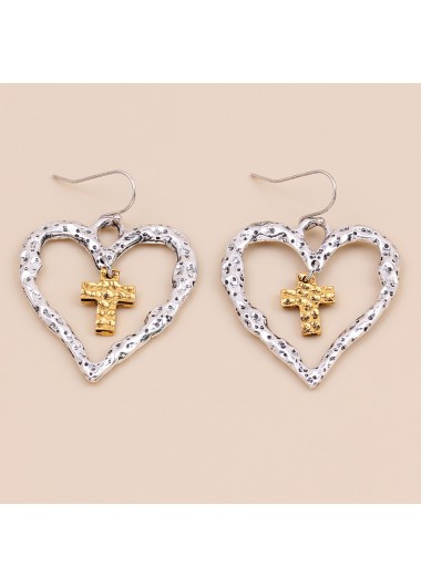 Silver jewelry,Other jewelry,Heart Valentine's Cross Design Silver Earrings
