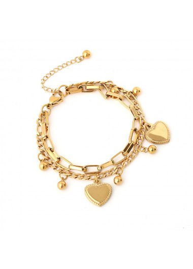 Golden jewelry,Plain Color jewelry,Valentine's Day Golden Metal Heart Bracelet