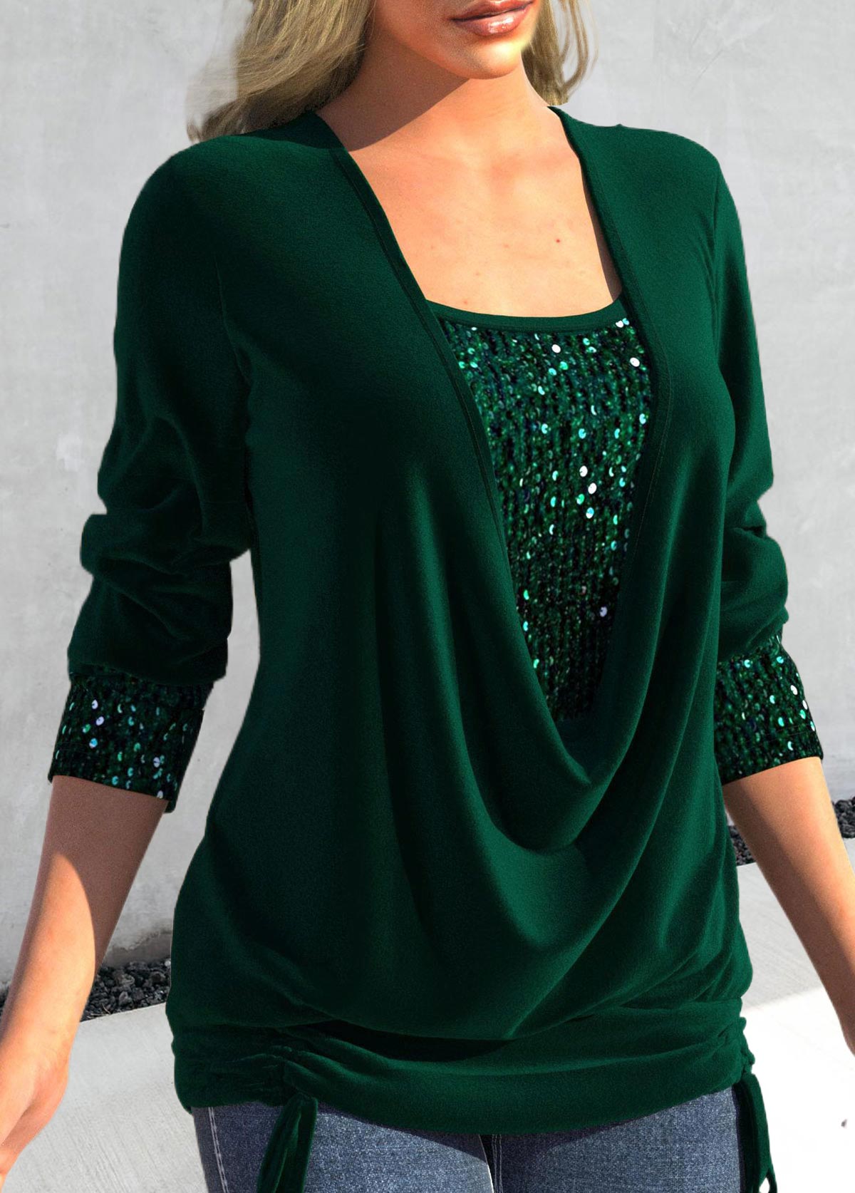 Green plus size,Plain Color plus size,ROTITA Plus Size Green Square Neck T Shirt