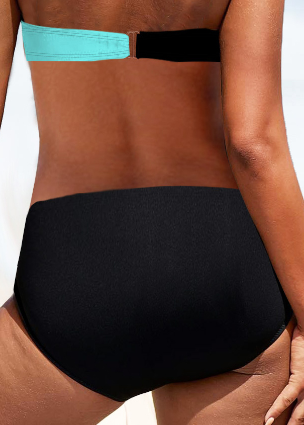 Cyan plus size,Contrast Color plus size,ROTITA Plus Size Mid Waisted Cyan Bikini Bottom