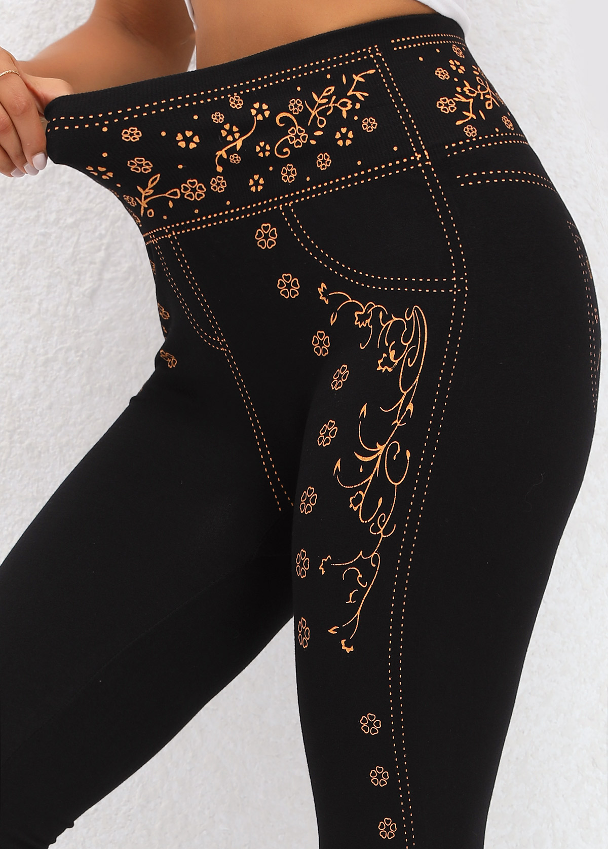 Black bottoms,Ditsy Floral bottoms,Ditsy Floral Print Black High Waisted Leggings