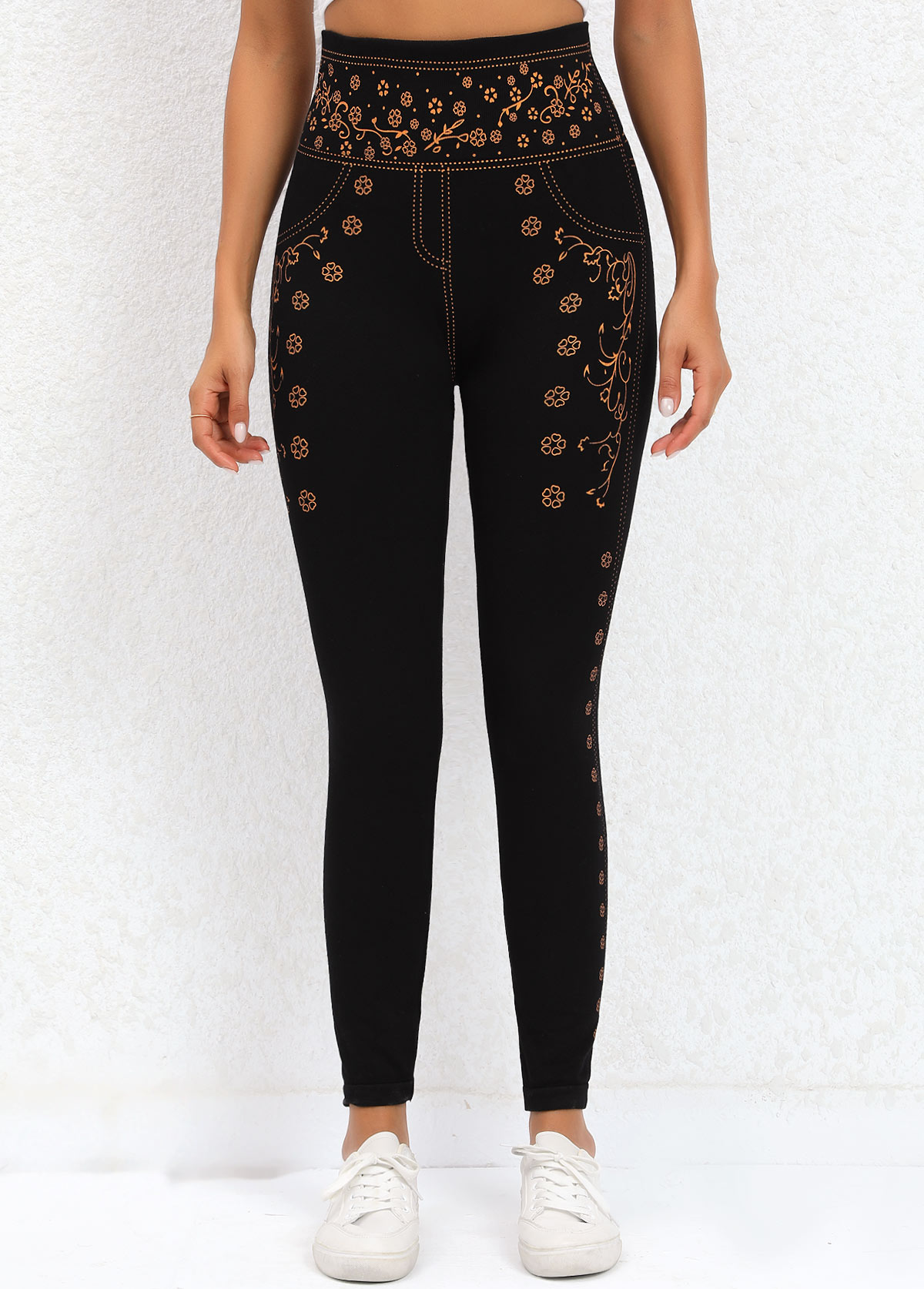 Black bottoms,Ditsy Floral bottoms,Ditsy Floral Print Black High Waisted Leggings