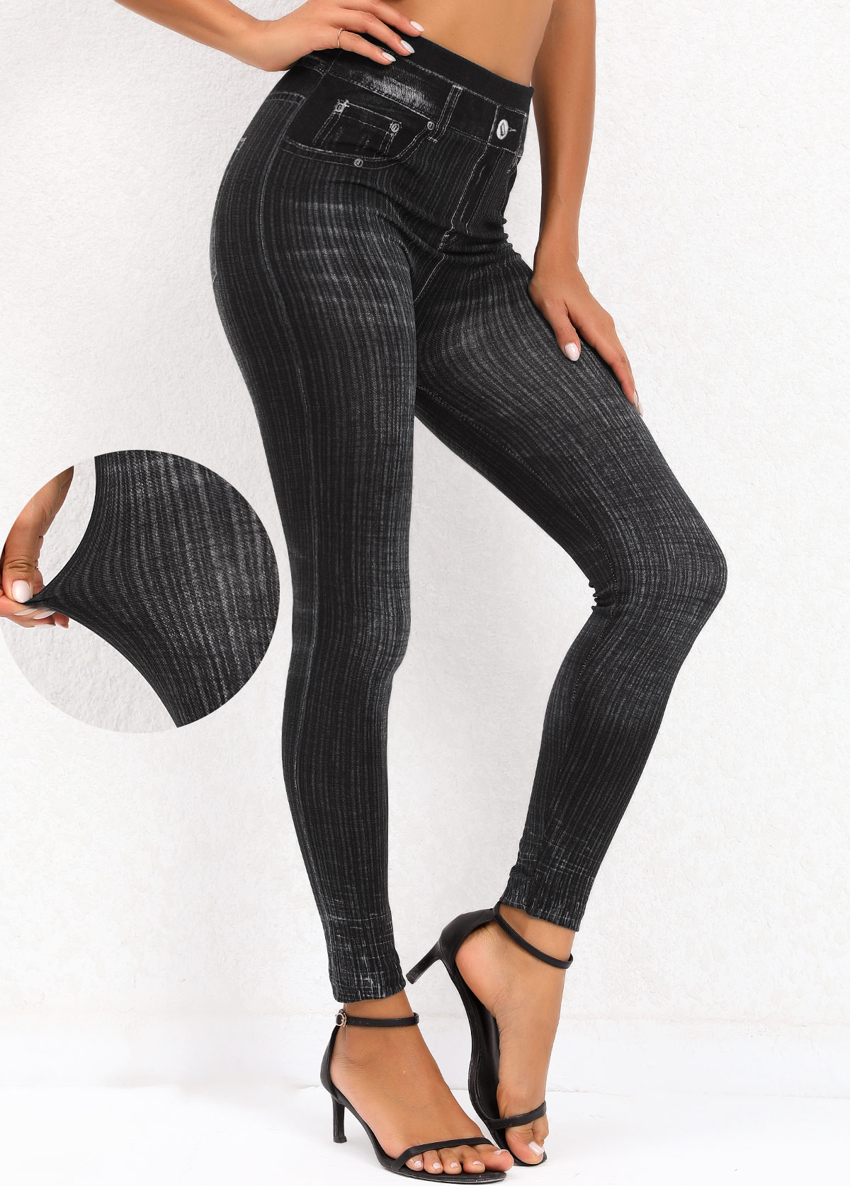 Black High Waisted Skinny Ankle Length Leggings