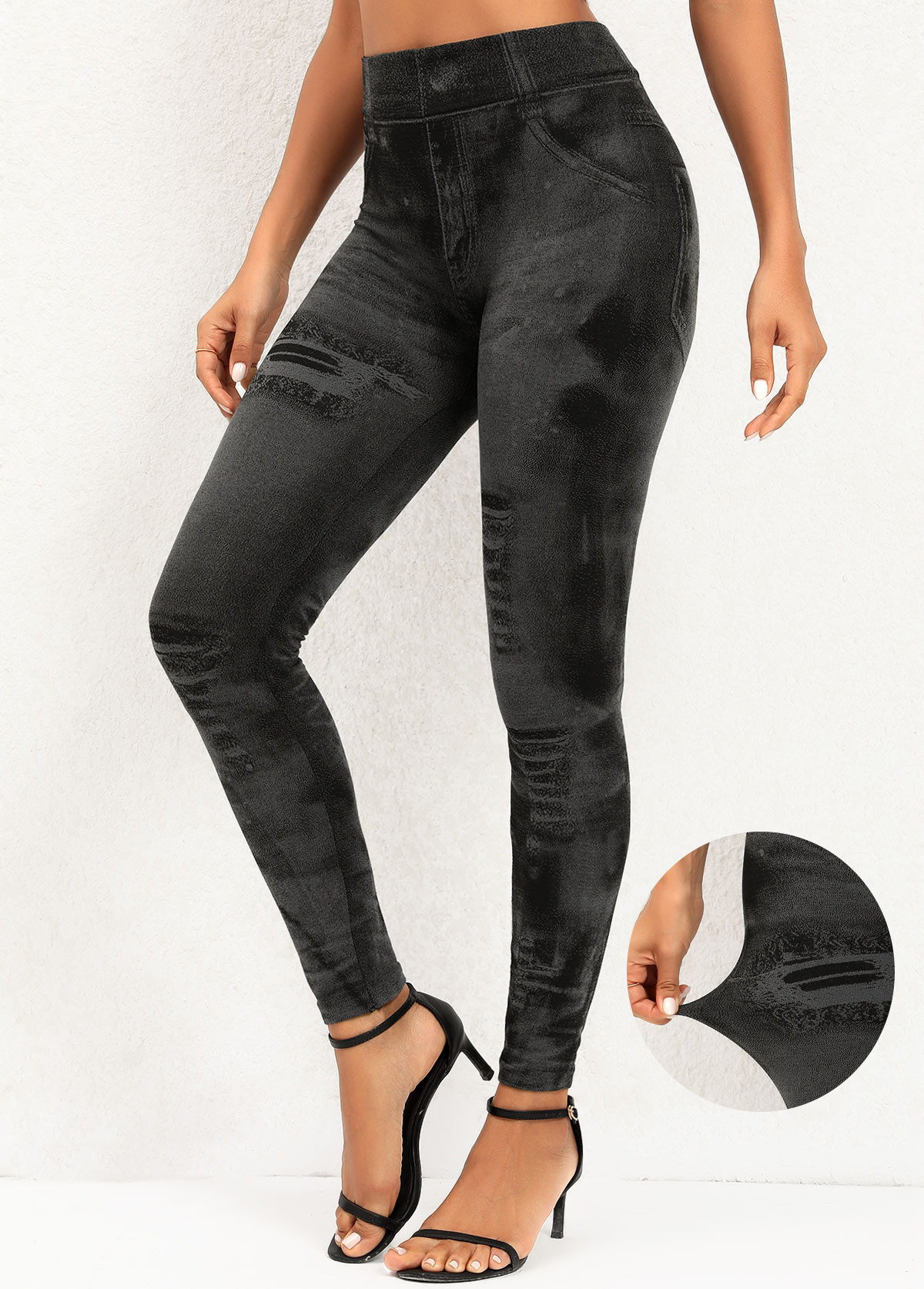 Tie Dye Print Black High Waisted Leggings