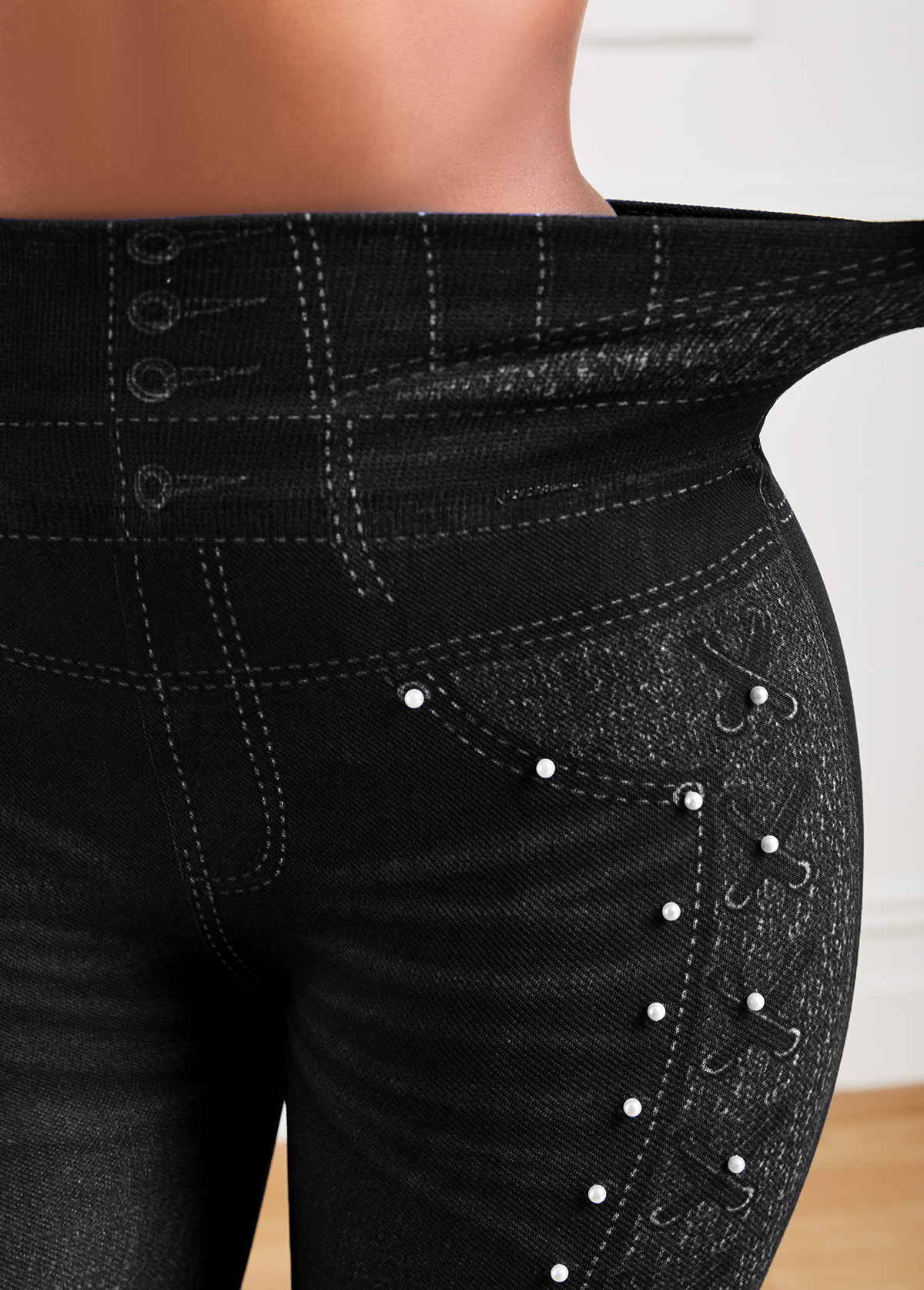 Black bottoms,Plain Color bottoms,Black High Waisted Elastic Waist Ankle Length Leggings