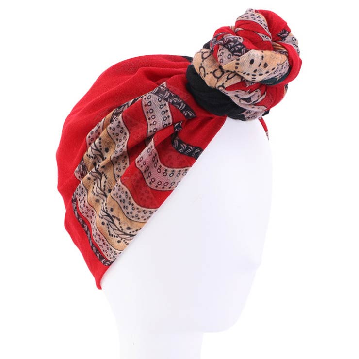 Wine Red accessories,Tribal accessories,Tribal Print Wine Red Turban Hat