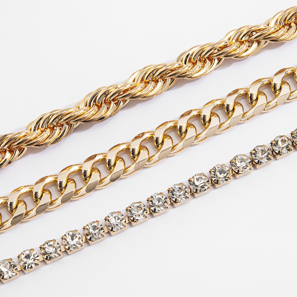 Golden jewelry,Other jewelry,Layered Chain Design Golden Bracelet Set