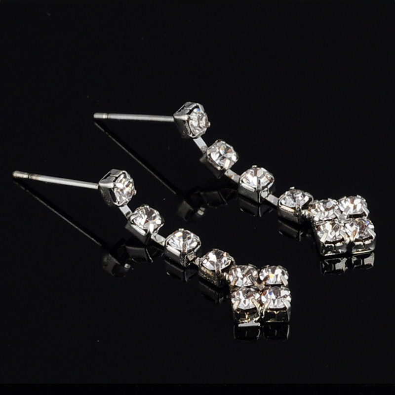 Silver jewelry,Other jewelry,Silver V Shape Zircon Earrings and Necklace