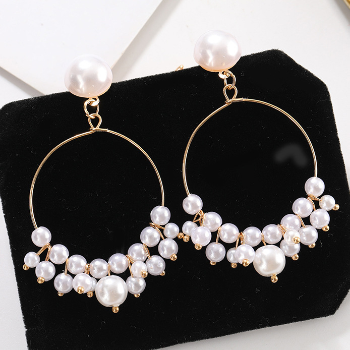 White jewelry,Other jewelry,1 Pair White Pearl Round Earrings