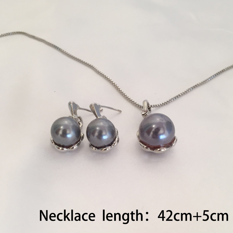 Silver jewelry,Other jewelry,Silver Pearl Round Earrings and Necklace